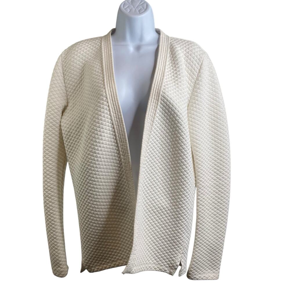Scotch & Soda Off-White Quilted Open-Front Blazer Jacket